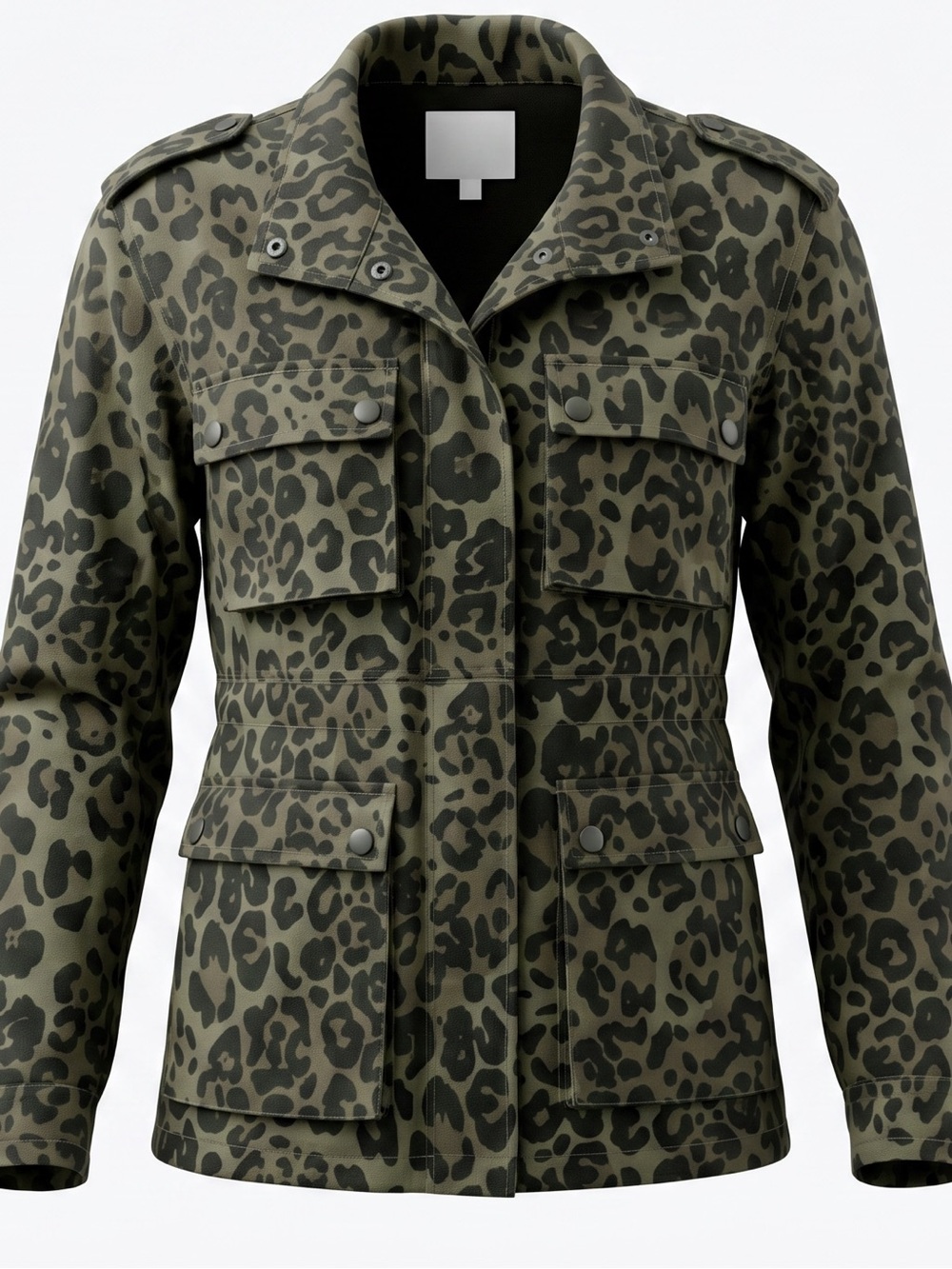 Avec Les Filles Olive Leopard Print Cargo Jacket Sz. M Ret. $175